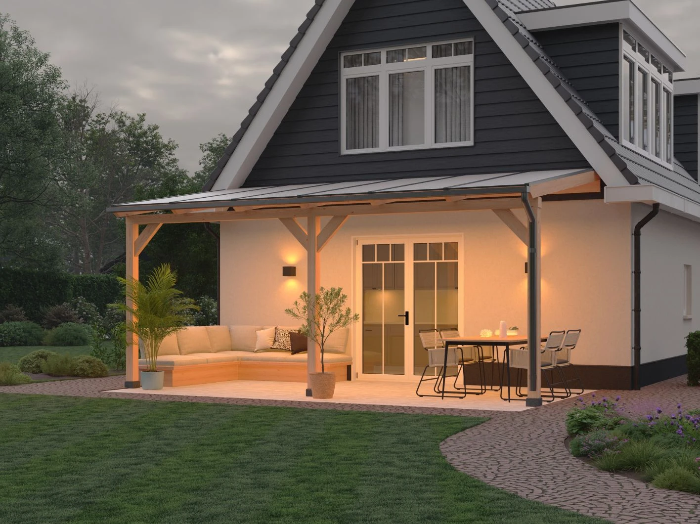 Douglas Terrasoverkapping Zwart Polycarbonaat Helder Geschaafd 600 x 250 cm - Afbeelding 7